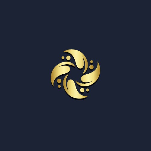Leaf round sign gold logo Royalty Free Vector Image
