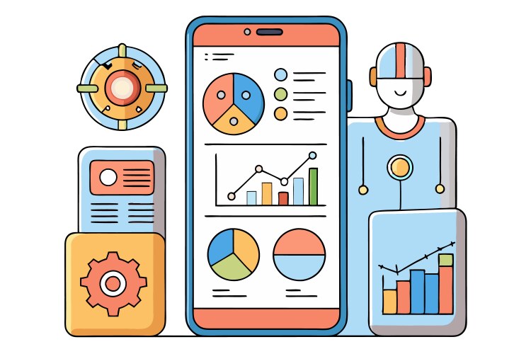 A smartphone displaying an ai application vector image