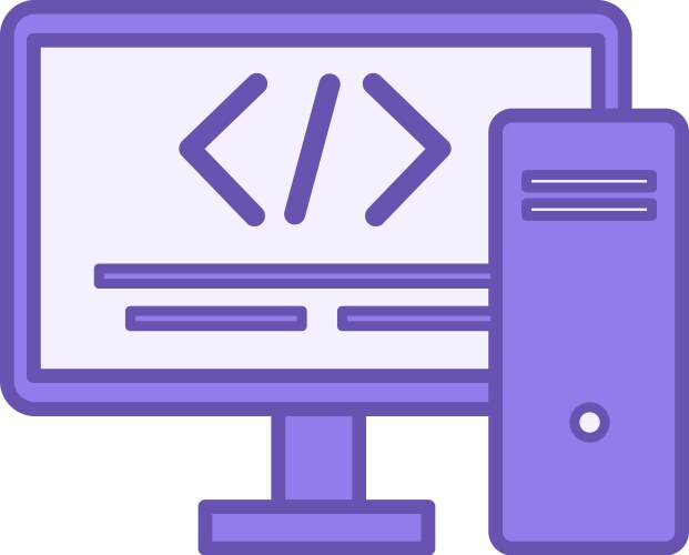 Color coding icon computer with written vector image