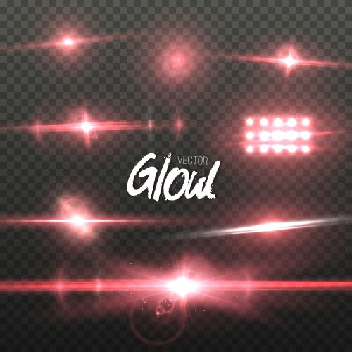 Pink lens flares set isolated on transparent Vector Image