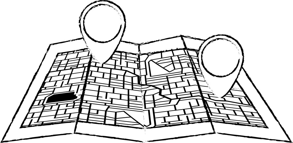 Paper map with pointer location isolated icon vektorbild
