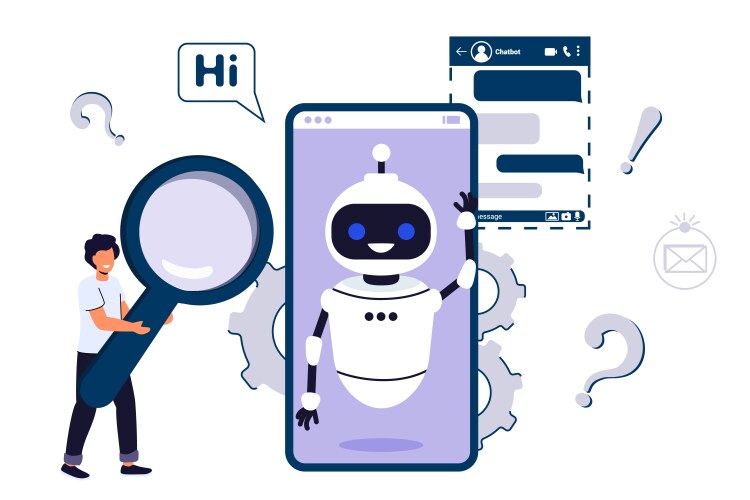 Chatbot ai robot assistant for user correspondence vector image