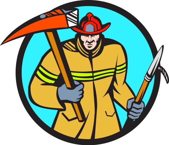Fireman with axe Royalty Free Vector Image - VectorStock