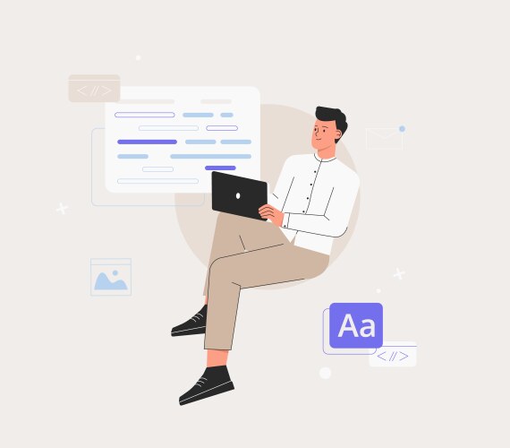 Man is working on ui ux design project programmer vector image