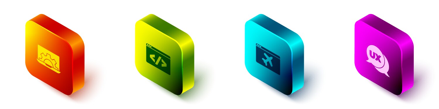 Set isometric web development front end website vector image