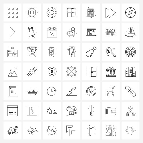 Ui set 49 basic line icons calculate text vector image