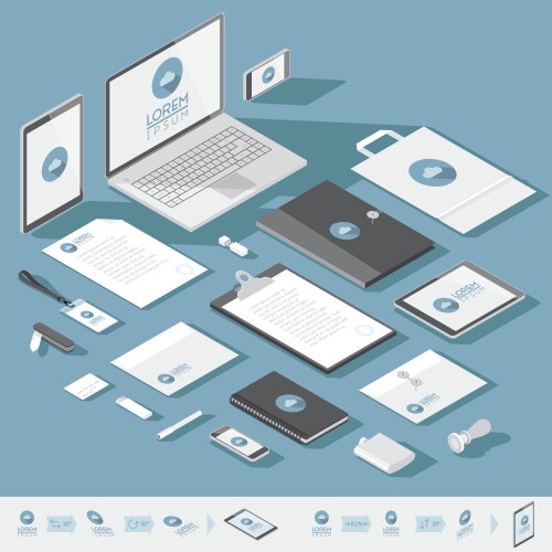 Isometric Business Toolkit Mockup Vector Image