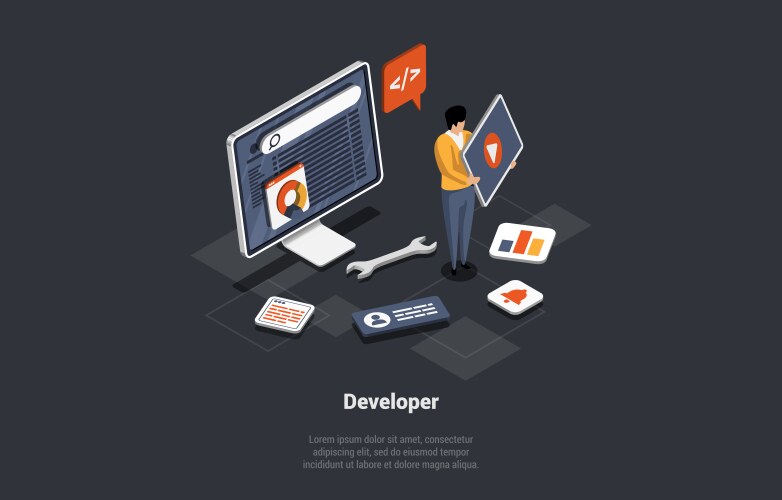 Software development coding process concept vector image