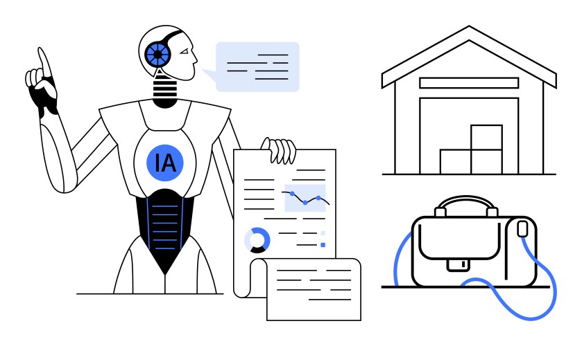 Artificial intelligence robot analyzing data vector image
