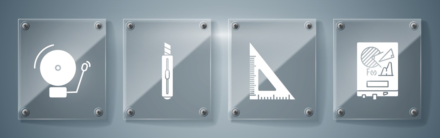 Set board with graph chart triangular ruler vector image