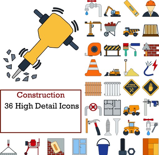 Repair and construction working tools icon set Vector Image