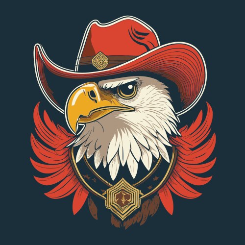 Cute bald eagle with cowboy hat Vector Image