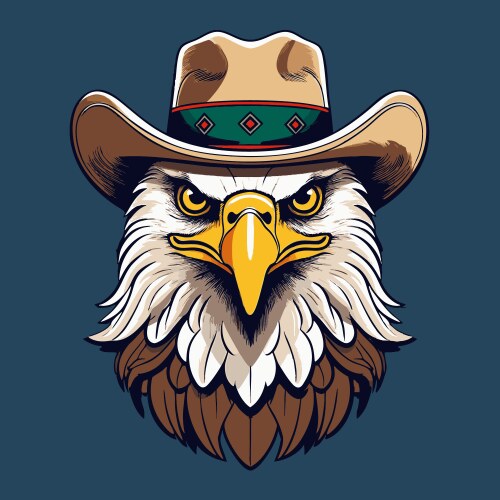 Cute bald eagle with cowboy hat Vector Image