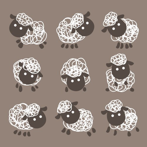 variety cute sheep set vector