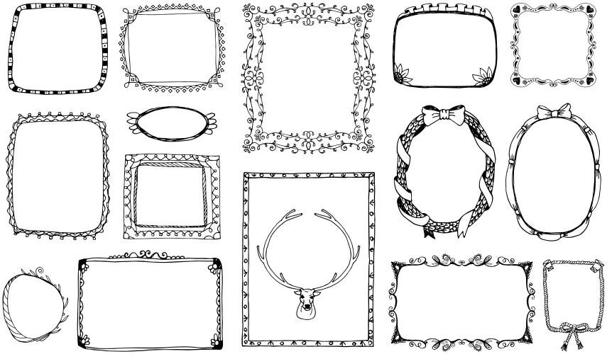 Set hand-drawn doodle frames Royalty Free Vector Image