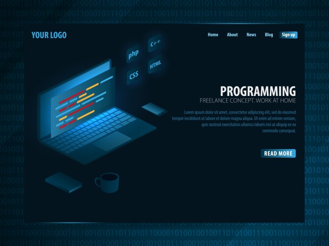 Isometric developing programming and coding vektorbild