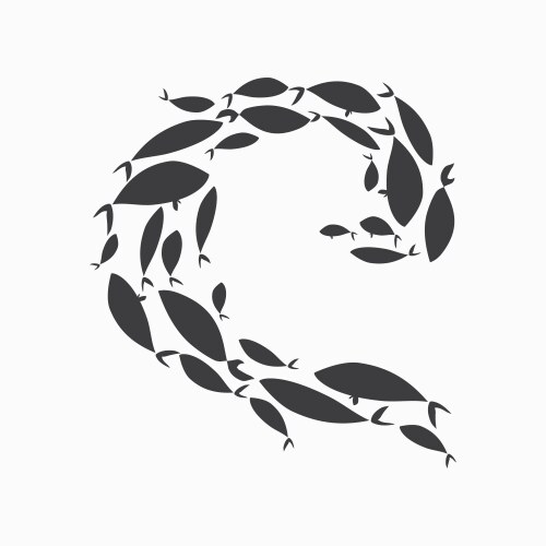 Silhouettes of groups sea fishes colony Vector Image