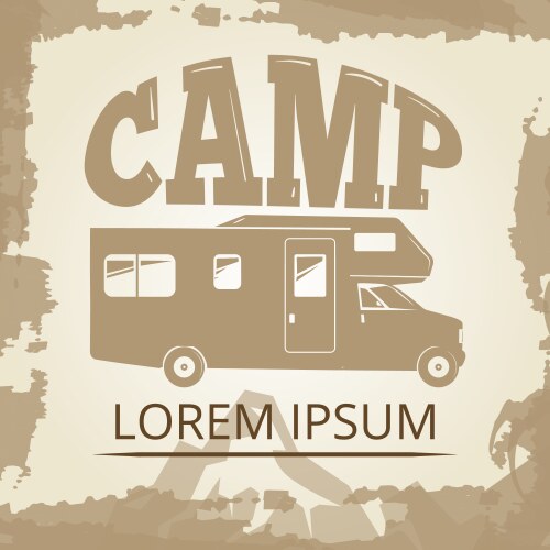 Vintage poster or label with camping bus Vector Image