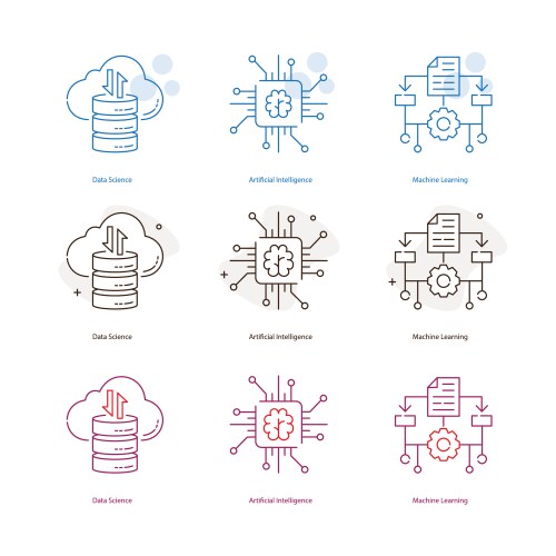 Artificial intelligence ai machine learning ml vector image
