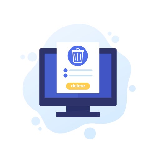 Trash bin in computer delete files icon vector image