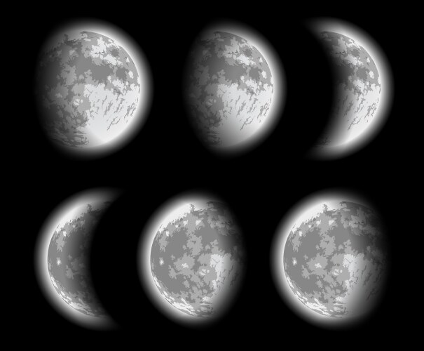 Moon phases and planet earth Royalty Free Vector Image