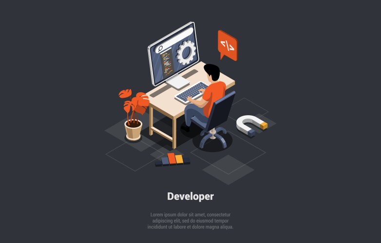 Software development coding process concept man vector image