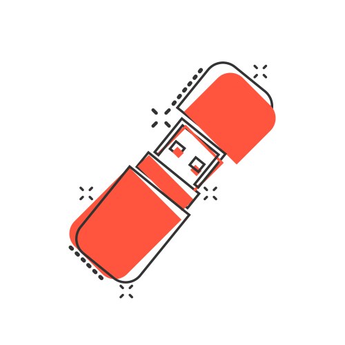 Usb drive icon in comic style flash disk cartoon Vector Image