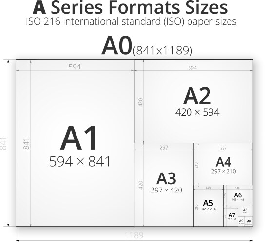 with paper size of format vector