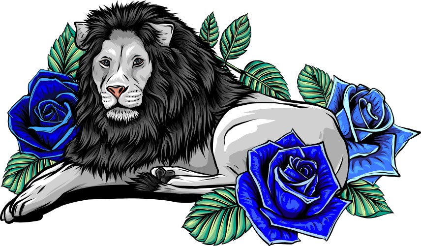 Head a lion in flower ornament Vector Image