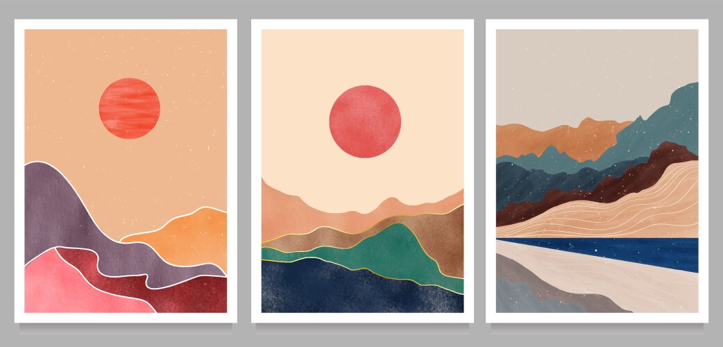 Set of creative minimalist hand painted mid vector image