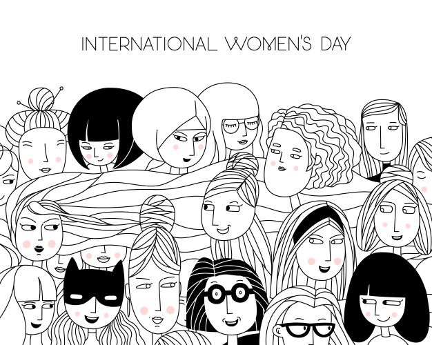 International womens day continuous line posters Vector Image