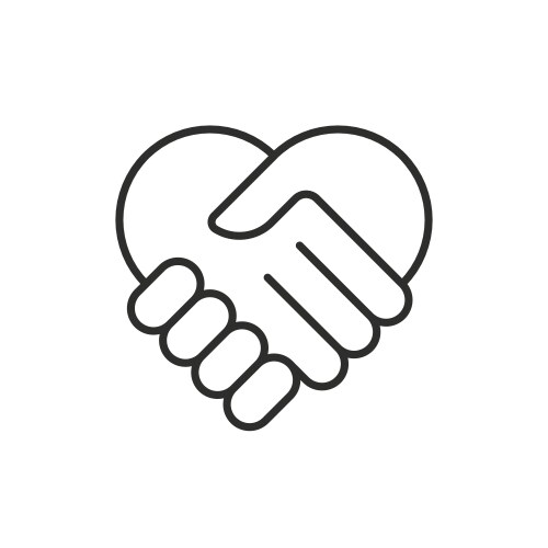 Two hands in shape heart modern thin line icon vector image