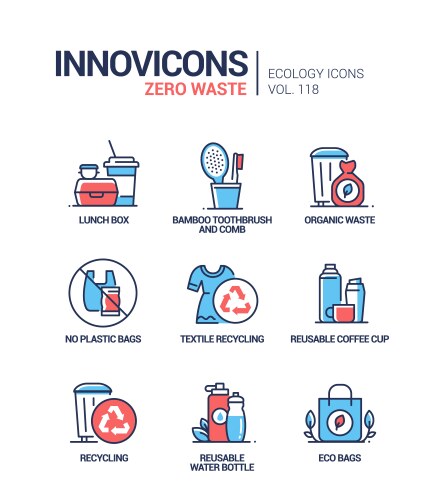 Zero Waste Icons - Sustainable Living vector image