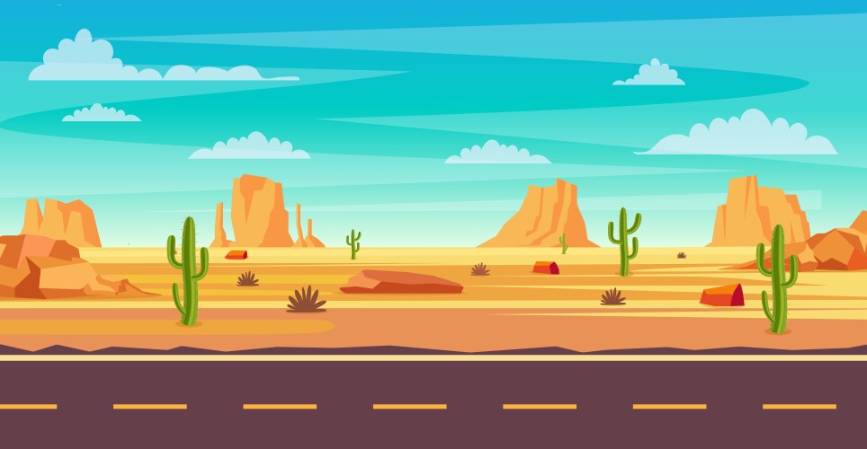 Wild west desert landscape cartoon seamless Vector Image