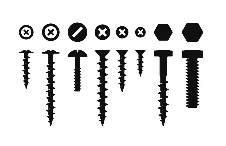 screws bolt and nut set on white background vector