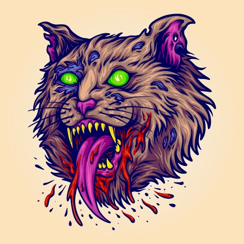 Scary cat head face monster Vector Image