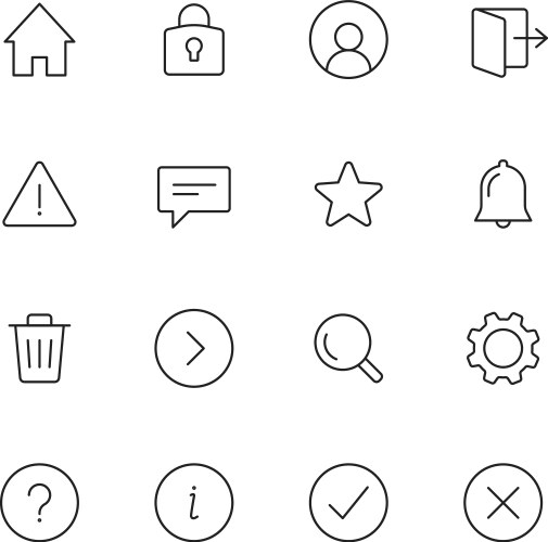 Basic interface icons vector image