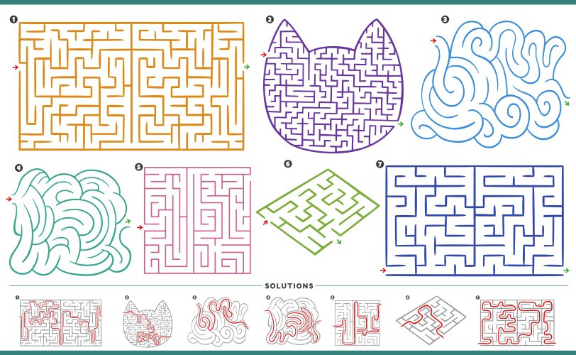 Template of maze puzzle pieces different Vector Image