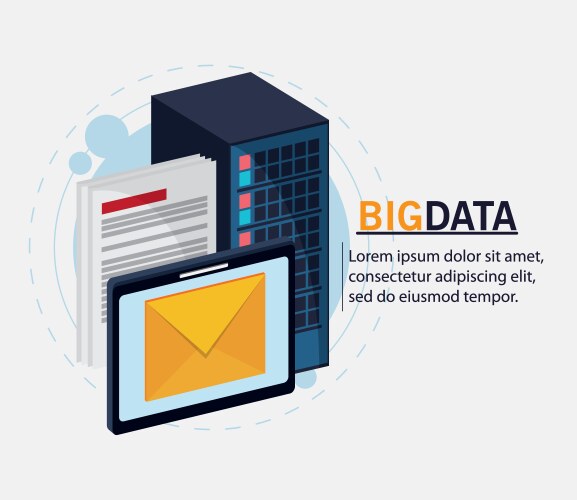Big data center base and web hosting icon set vector image