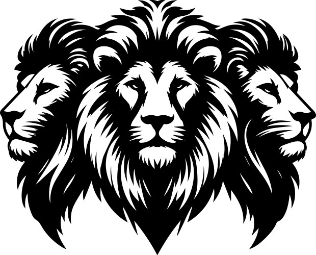 A lion face silhouettes with white background Vector Image