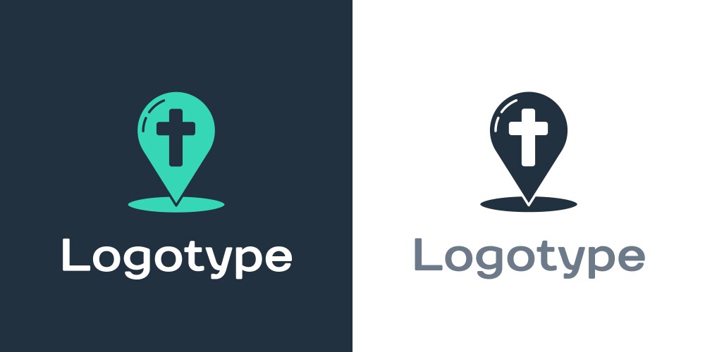 Logotype map pointer with christian cross icon vector image