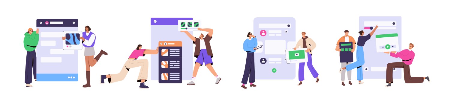 Ux ui designers set concept of user interface vector image
