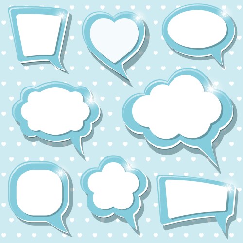 Blue Speech Bubbles & Frames Collection Vector Image