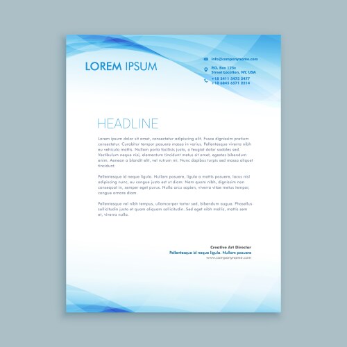 Modern Wave Letterhead Template vector image