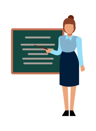 school teacher woman presenting or explaining vector image