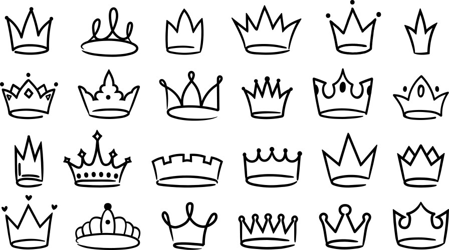 Hand drawn crown simple sketch royal king Vector Image