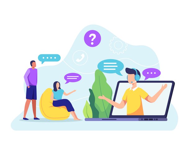 Customer support concept scenes set operator Vector Image