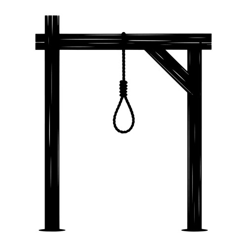 Black Gallows with Hanging Rope Vector Image