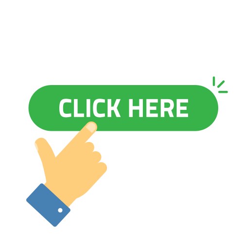 Click here button with clicking hand pointer vector image