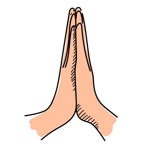 Folded hands doodle style isolated Vector Image